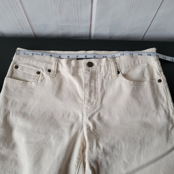 Lauren Ralph Lauren Cotton Denim Jeans, Ivory, Modern Straight Ankle, Women’s 10 - Picture 7 of 9